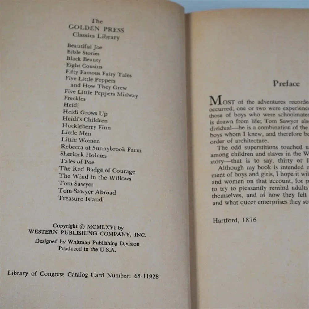 The Adventures of Tom Sawyer By Mark Twain Unabridged Golden Press 1966 HC